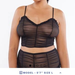 Savage X gathered mesh cami